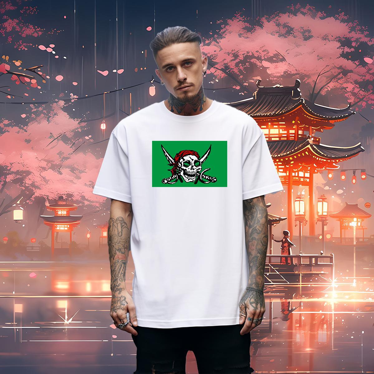 Classic T-Shirts for Men 230g Cotton skull Hip Hop Street Oversized Breathable Crew Neck Men Clothes T-Shirt Fashion Designer Tops Shirt