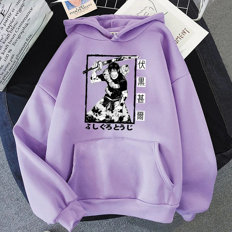 Anime Fushiguro Toji Print Hooded Fashion Women Sweatshirt Long Sleeve Casual Tops Harajuku Sweatshirt 240824