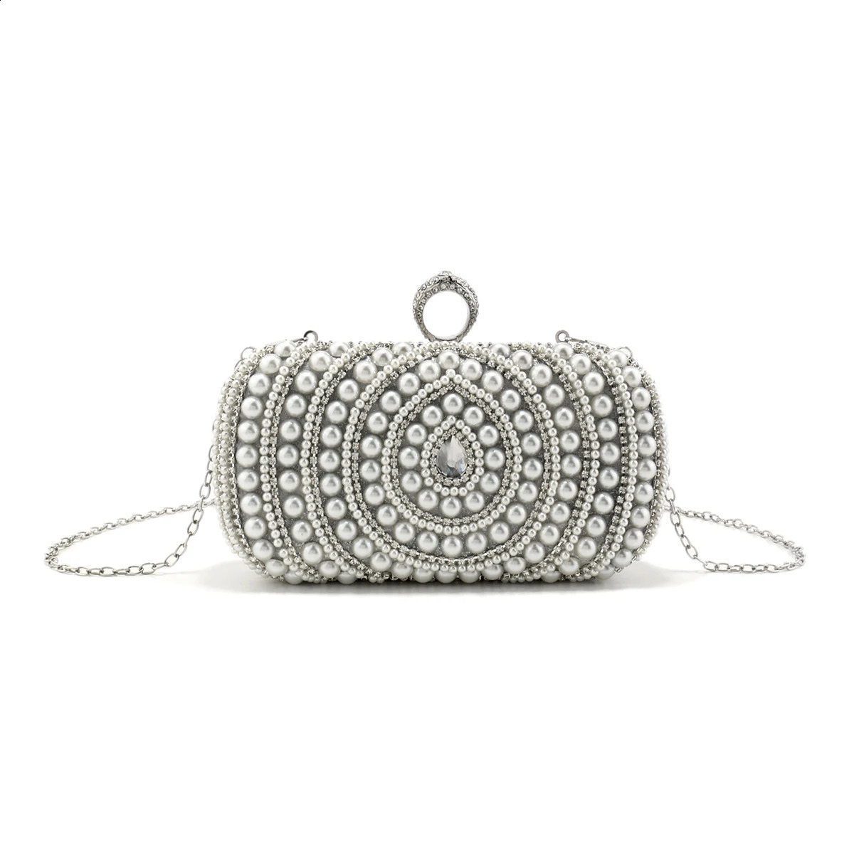 Beading Wedding Clutch Evening Bags s Pearl Handbags With Chain Shoulder Metal Party Purse Diamonds Holder 240824Z
