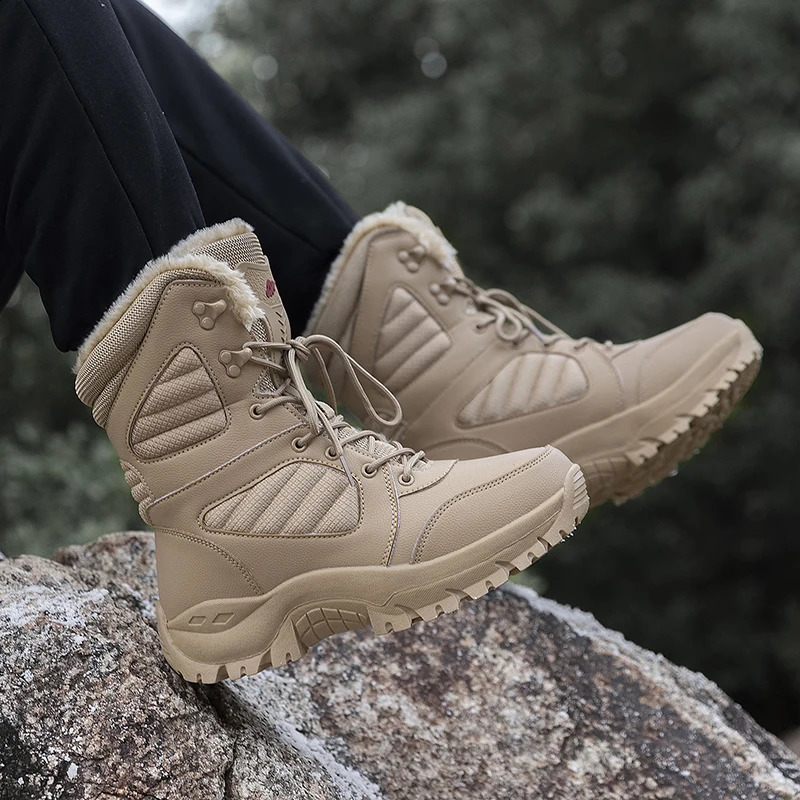 Winter high top waterproonkle mens thick and warm oversized snow hiking boots outdoor cotton sports shoes 240824