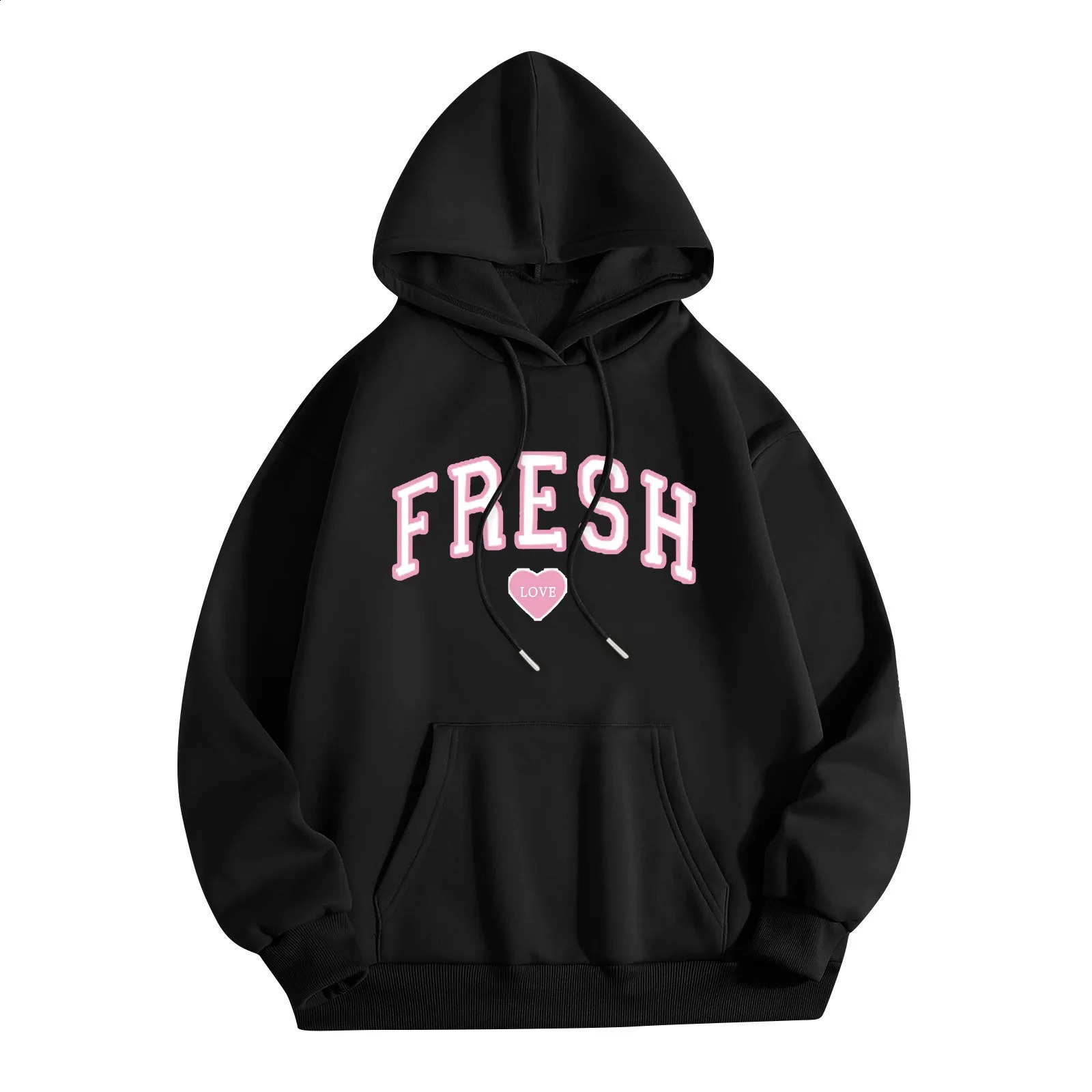 Womens Casual Streetwear Hoodie Fresh Love Printed Sports Shirt Autumn Winter Fashion Comfort Hoodies 240824