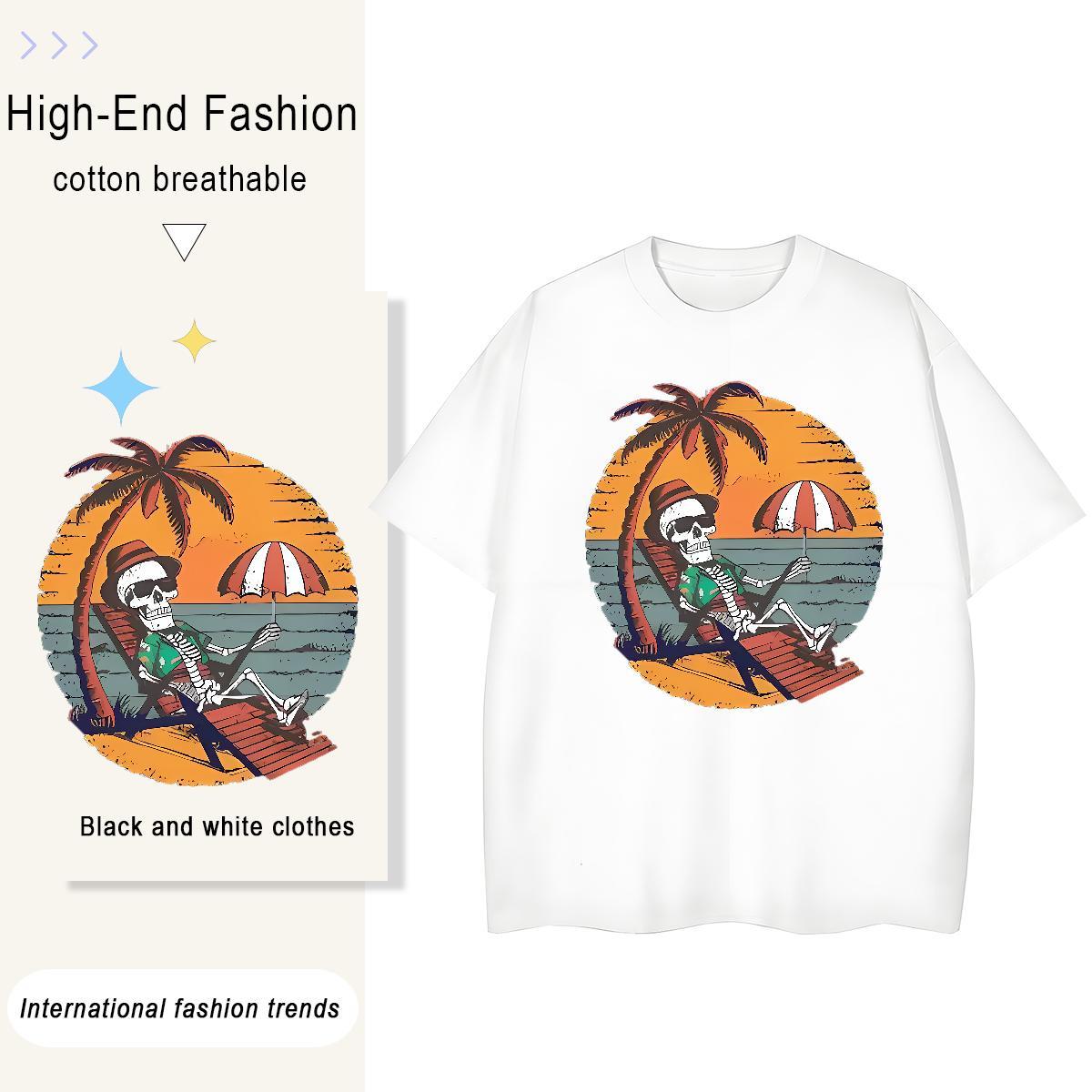 Wholesale T-Shirts for Men 230g Pure Cotton beach Street wear Hip Hop Customized Print Breathable Short Sleeve Men Tshirts Fashion New Clothes