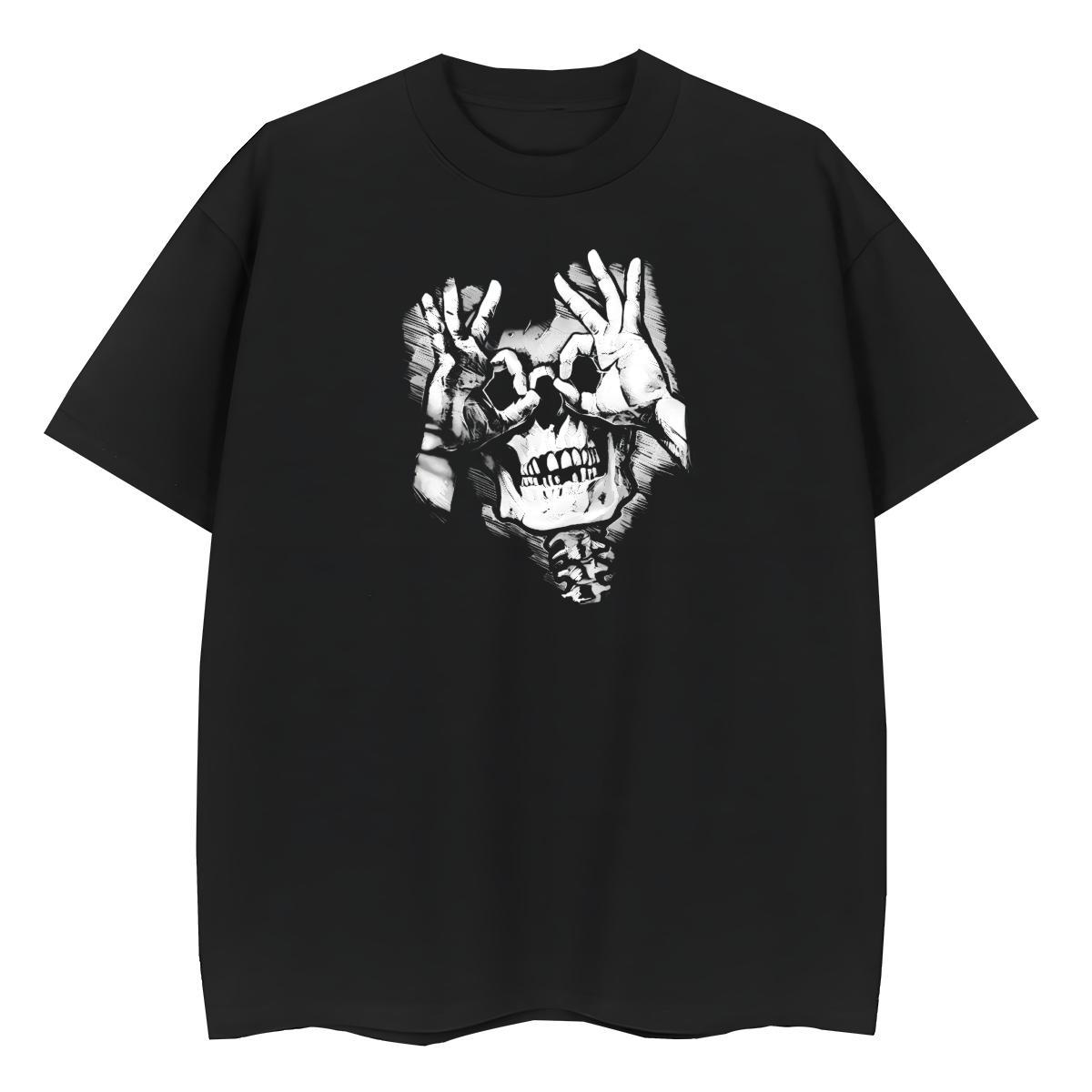 Brand Men T Shirts 100% Cotton 230g skull High Street Hip Hop Oversized Breathable Soft Tshirt for Man Woman Classic Top Tees