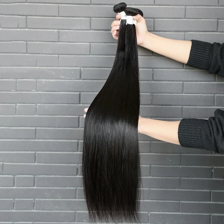 Straight 30 32 inch Brazilian Remy unprocessed hair natural color human woven 240801