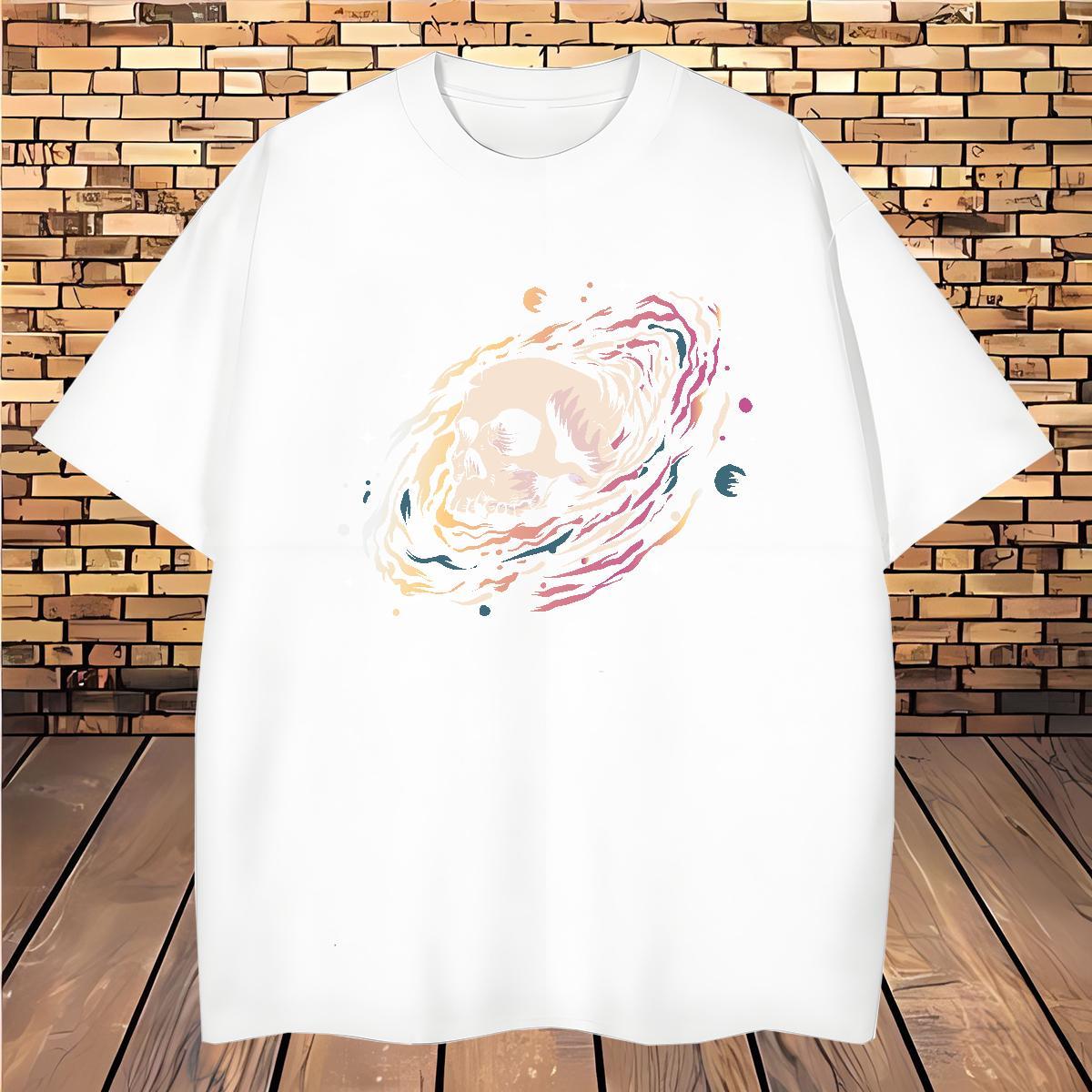 TOP Quality T shirt 100% Cotton 230g skull Street Wear DIY Anime Breathable Short Sleeve Men Tees DIY Customized Tops Shirt
