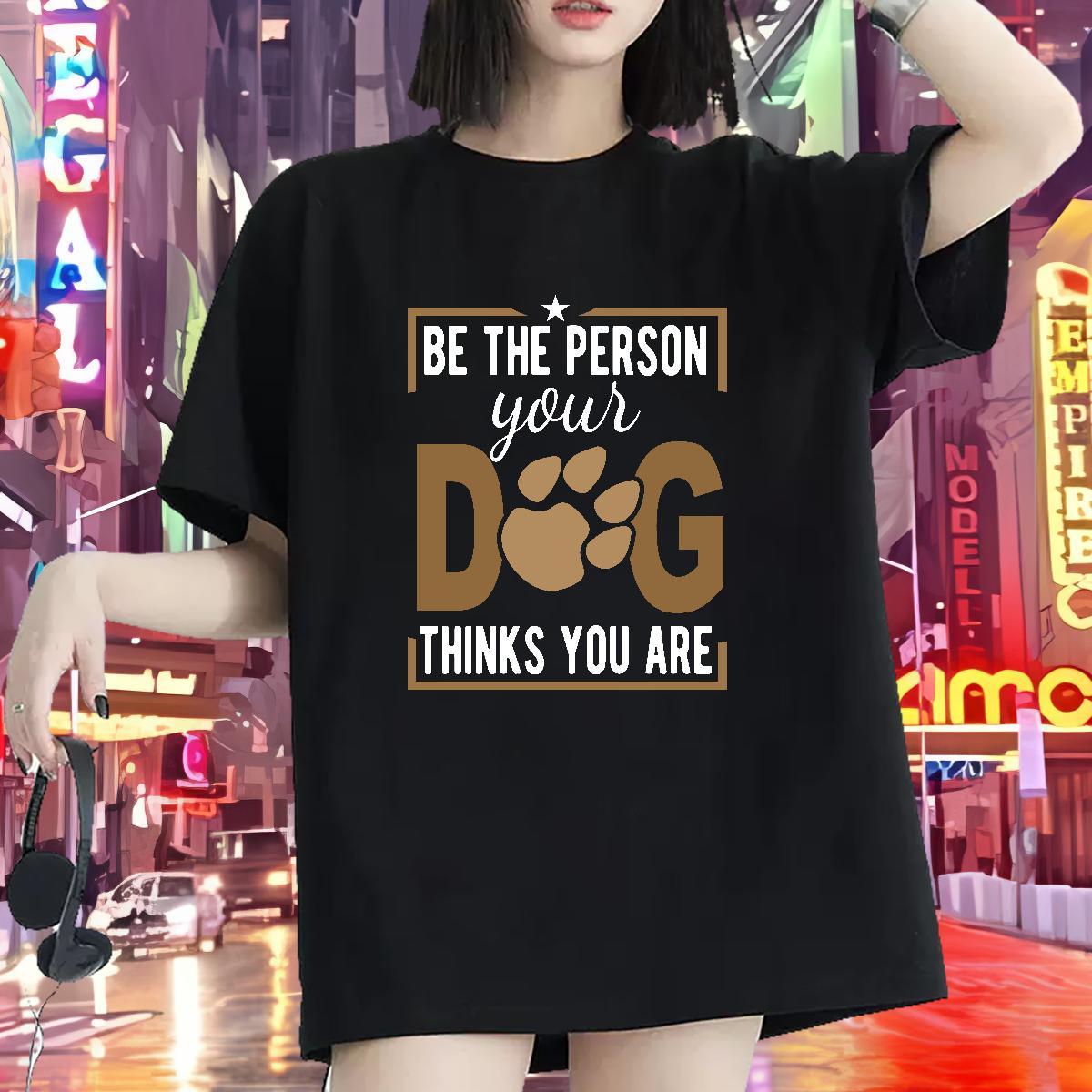 Comfortable Women Tshirts 230g Cotton dog Casual T Shirt For Woman Round Neck Short Sleeve Custom Cartoon Clothes