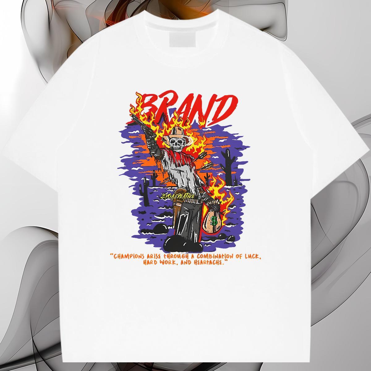 Cool Design T Shirt For Man 100% Cotton 230g skull Hip Hop Street Anime Crew Neck Breathable Tshirts Fashion Casual Tops Tees