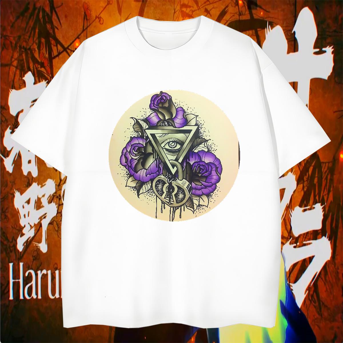Wholesale Man T Shirts 230g Cotton eye of the devil Street wear Hip Hop Asian Size Crew Neck Breathable Couples T Shirts New Arrival Tee Shirt
