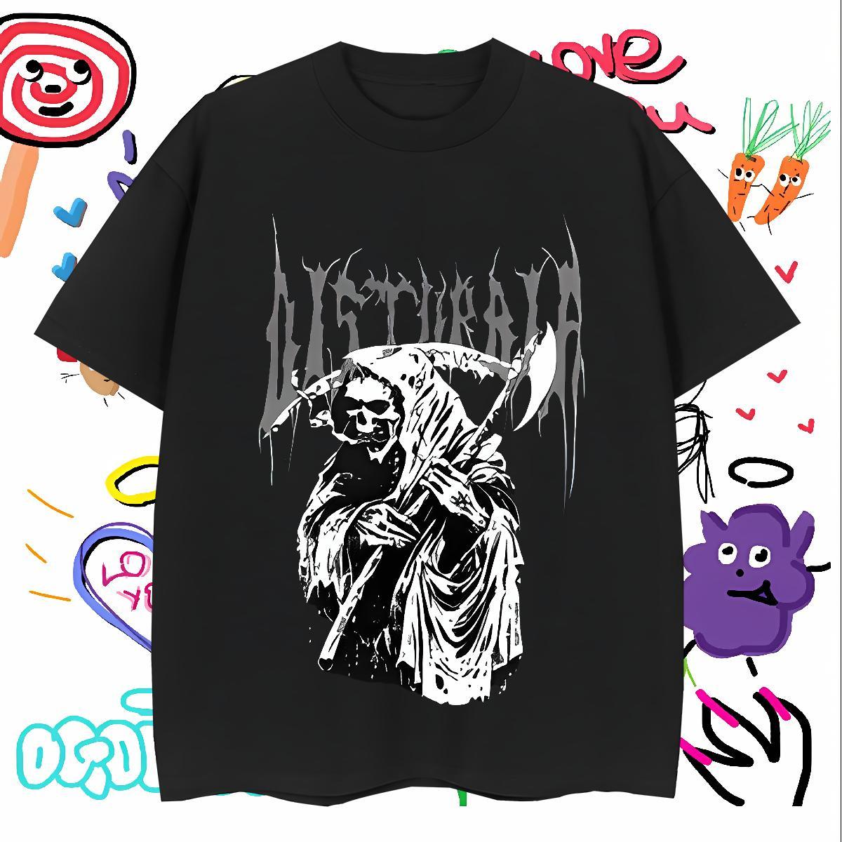 Comfortable Mens T Shirts 230g Pure Cotton skull Street wear Hip Hop Customized Breathable Short Sleeve Men Tees DIY Tshirts