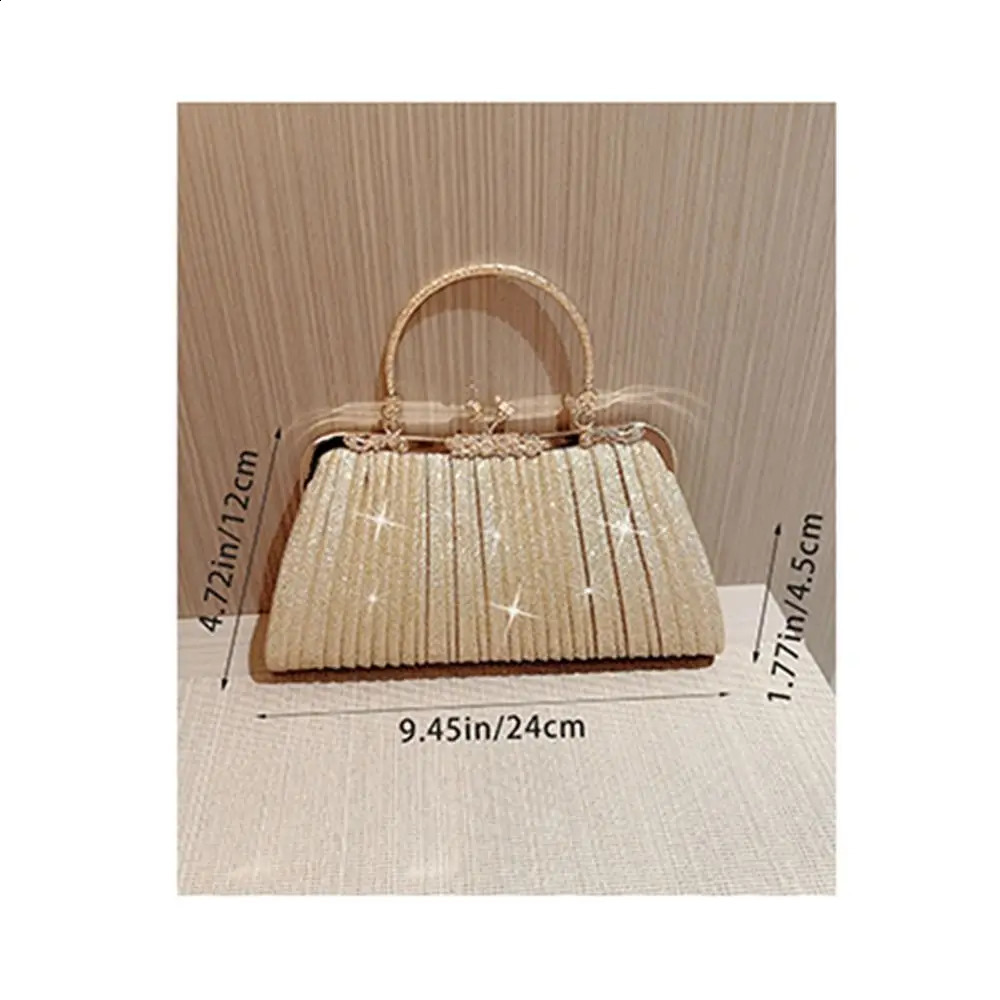 Gold Sequin Evening Bag Women Elegant Fashion Banquet Clutch Chain Shoulder Bags Purse Female Wedding Party Handbags 240824Z