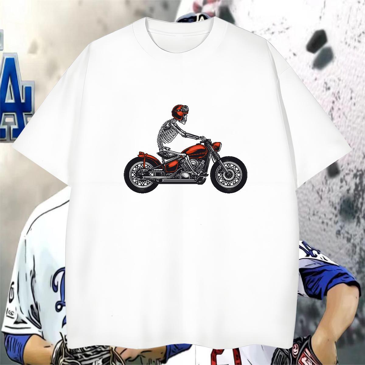 Comfortable T-Shirts 100% Cotton 230g skull Casual Daily Wear Floral Print Breathable Crew Neck Tshirts New Arrival Tees Shirts