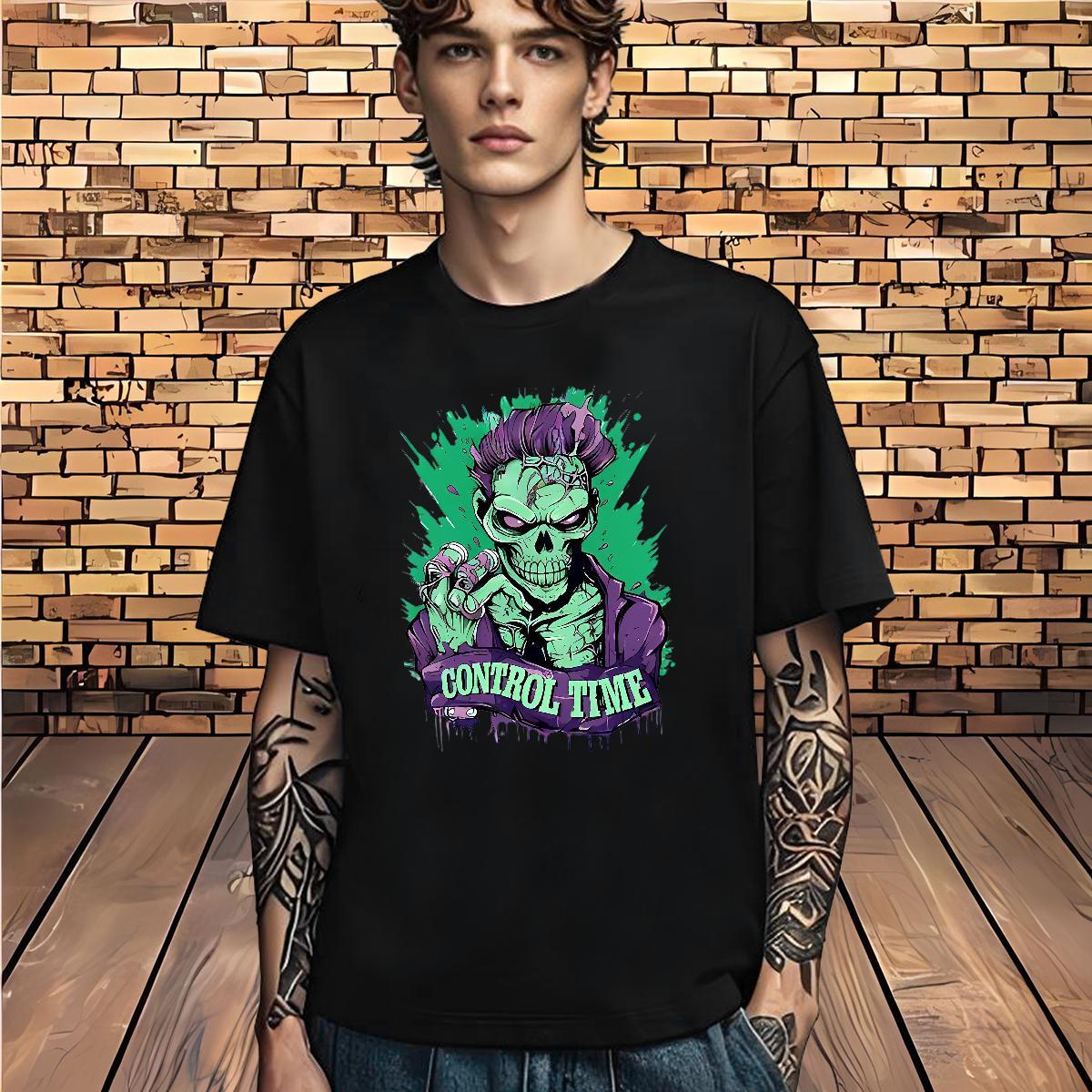Popular T-Shirts for Men 230g Pure Cotton skull Sports Casual Plus Size Custom Short Sleeve O-Neck Tshirt for Man Woman New Arrival Tops Tees