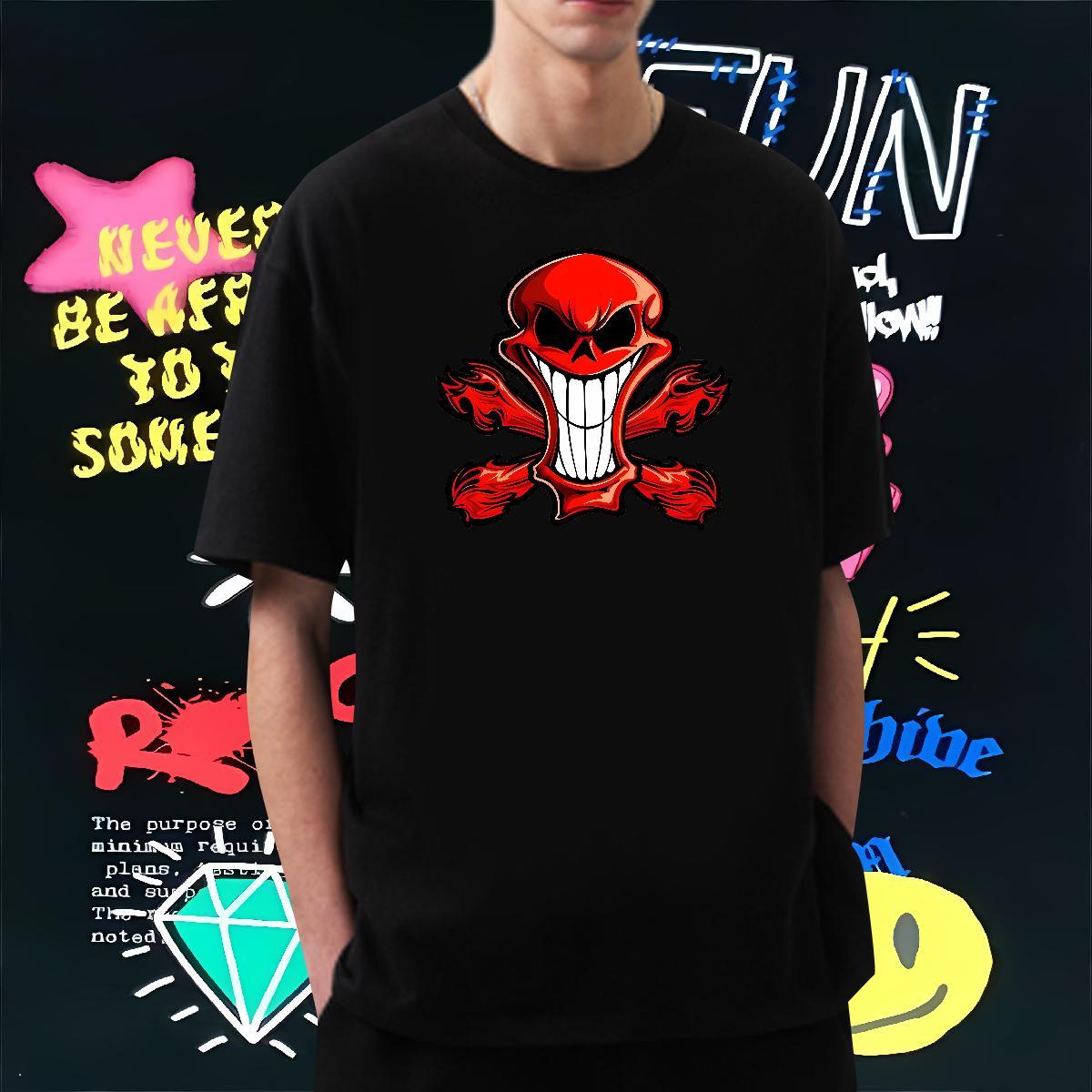 Designer T shirt 230g Pure Cotton skull Summer Casual DIY Logo Oversized Short Sleeve O-Neck Tshirts New Arrival Polos