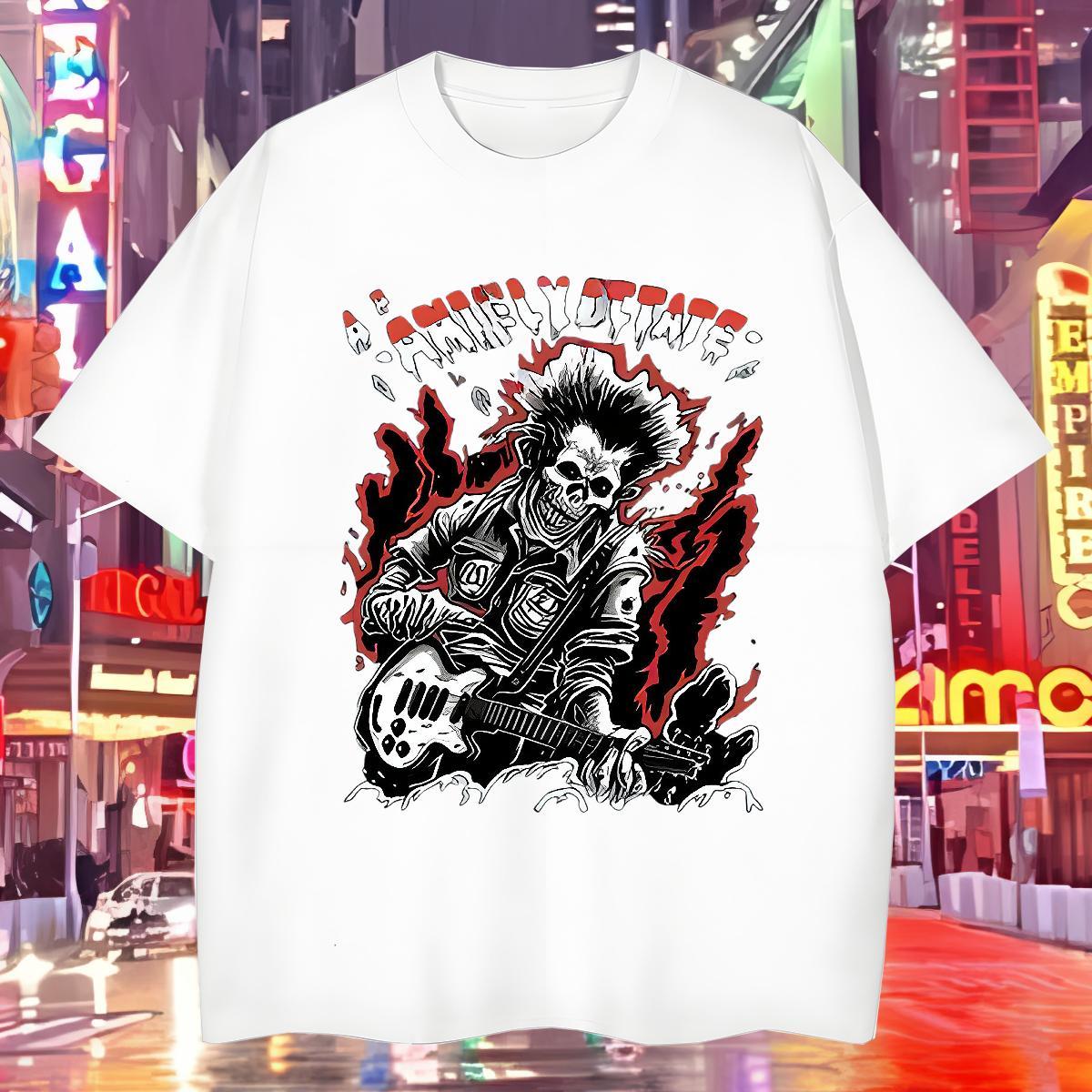 TOP Quality Mens T Shirts 230g Pure Cotton skull Street Casual Graphic Breathable Short Sleeve Men Tees Fashion New Top Tees