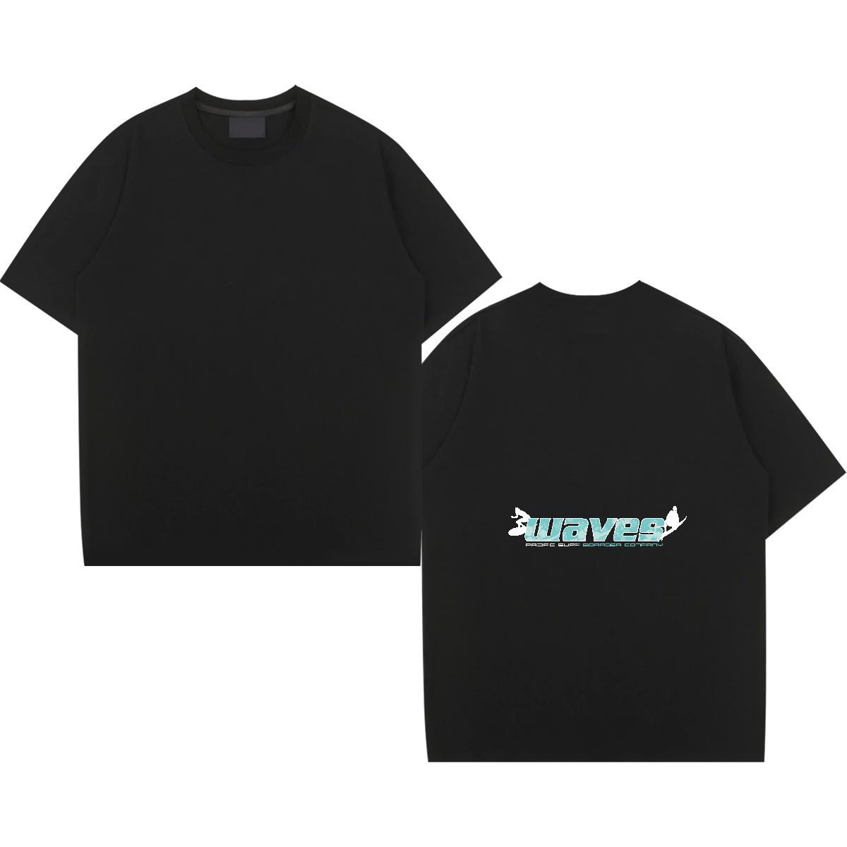 Cool T shirt 230g 100% Cotton letter Hip Hop Street Black White O Neck Short Sleeves Men Tshirts 2024 Designer Polos