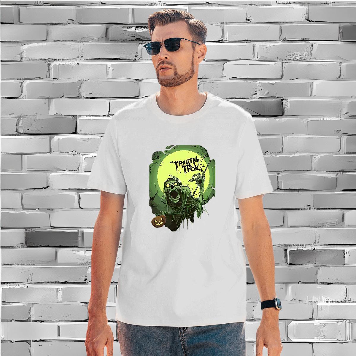 Brand T Shirt For Man 230g 100% Cotton skull Street Casual Graphic Round Neck Short Sleeve Men Tops Tees Fashion Design Clothes