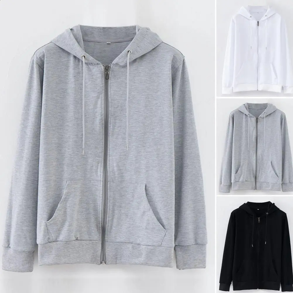 Sweatshirt Hoodie Oversize Hooded Cardigan Sweatshirts Gray Women Clothes Solid Zip Up Hoodies Spring Women Men Top Long Sleeves 240824
