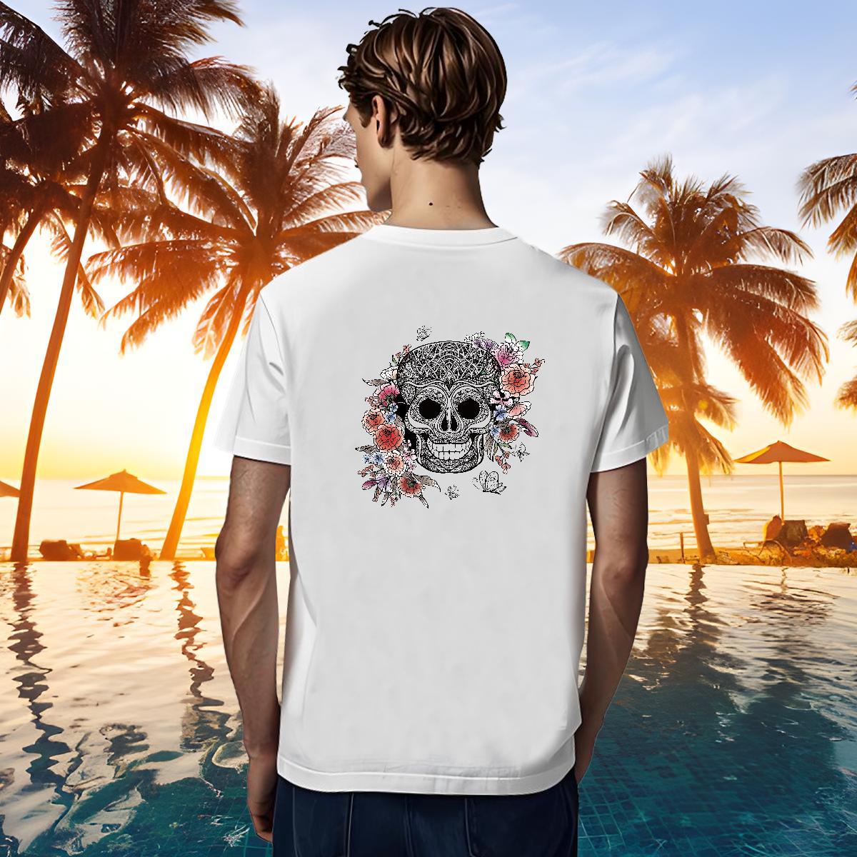 Loose T shirt 230g Pure Cotton flower Casual Daily Wear Custom Big Size Round Neck Short Sleeve Men Tshirts 2024 Summer Tees