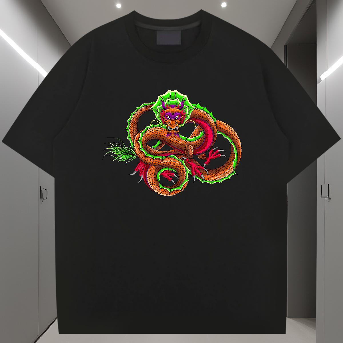 Loose Fit Mens T Shirts 230g 100% Cotton dragon Beach DIY Anime Crew Neck Breathable Couples T Shirts Customized Tshirts