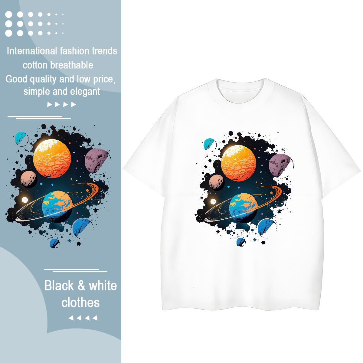Free Shipping Women Tshirts 100% Cotton 230g planet Beach T-Shirts for Women Short Sleeve O-Neck Floral Print Polos