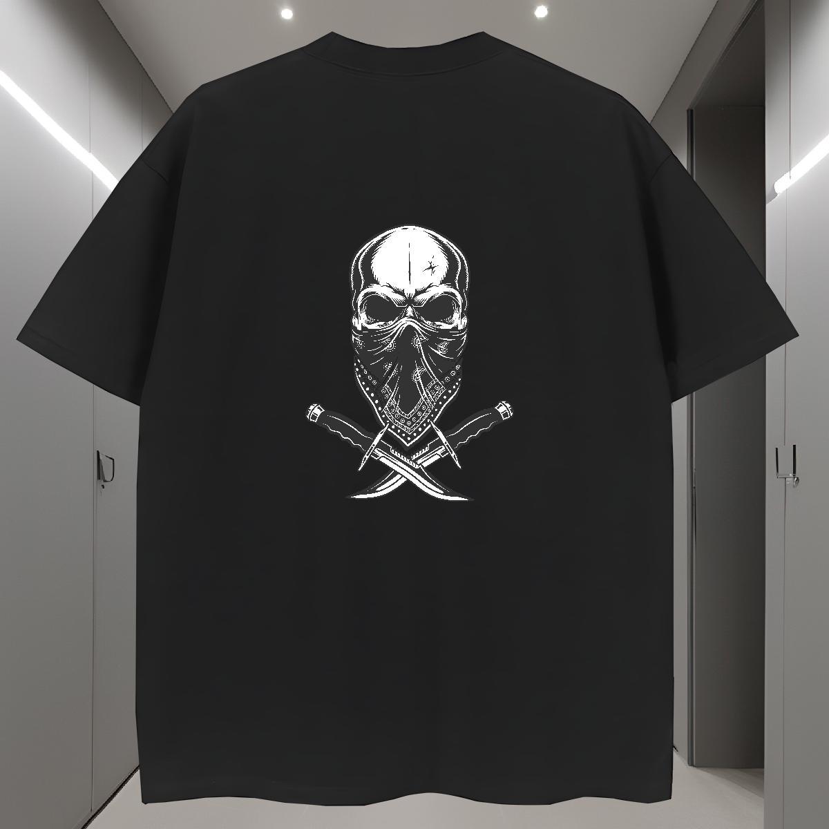 Classic T Shirt For Man 230g Cotton skull Anime Printing Street DIY Logo Oversized Breathable Crew Neck Couples T Shirts Fashion New Clothes