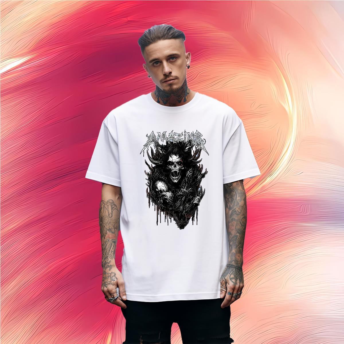 Comfortable T-Shirts for Men 100% Cotton 230g skull Anime Printing Street Custom Anime Breathable Crew Neck Tshirt for Man Woman 2024 Designer Wear