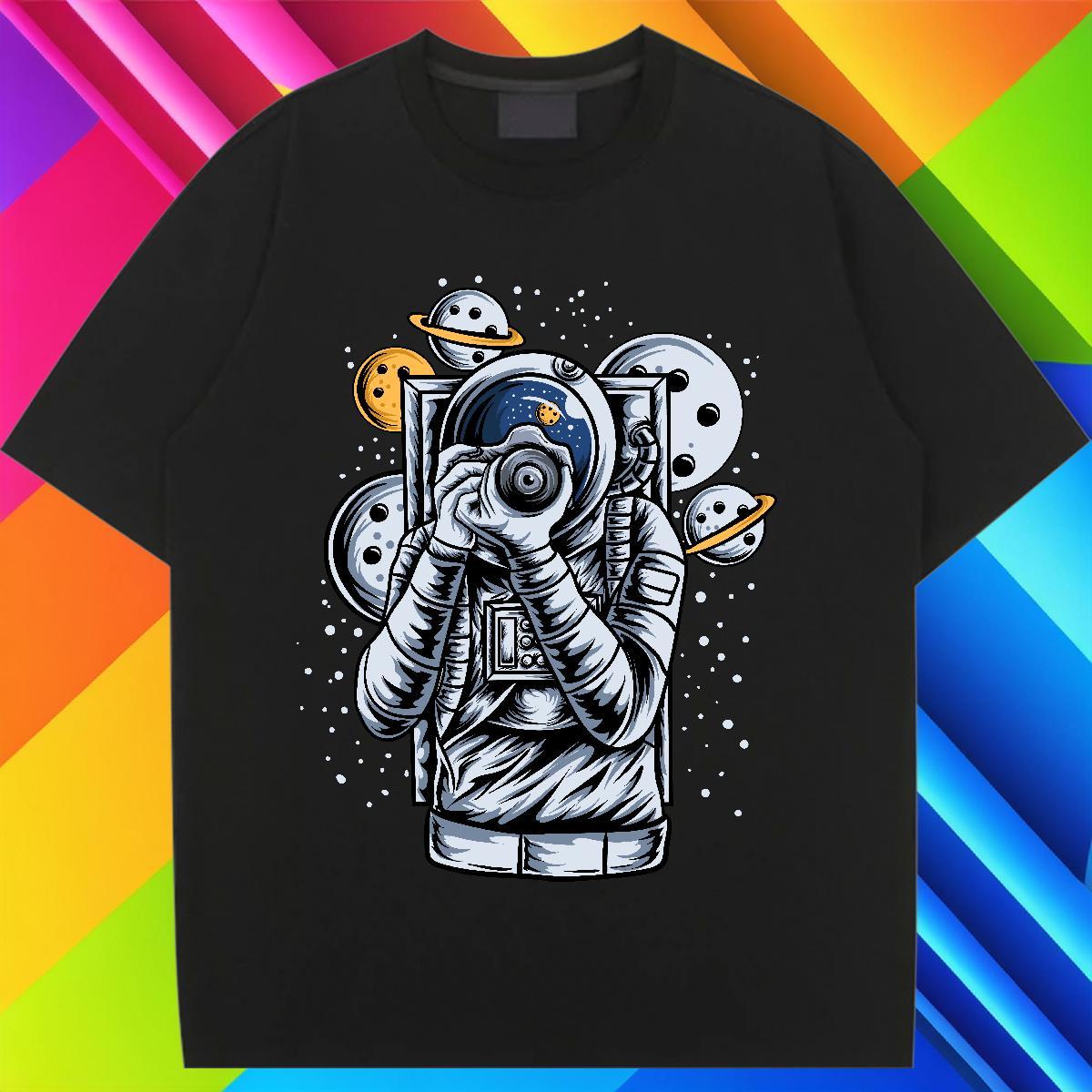 Female Couples T Shirts 230g Pure Cotton cosmonaut Casual Sport Women T Shirts Short sleeve Soft Graphic Polos