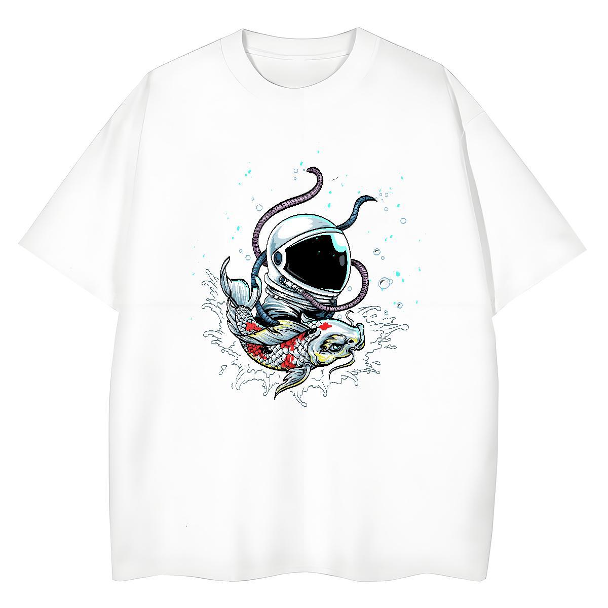 Designer Couples T Shirts 230g Cotton cosmonaut High Street Hip Hop Womens T Shirts Breathable Crew Neck DIY Logo Tops Tees