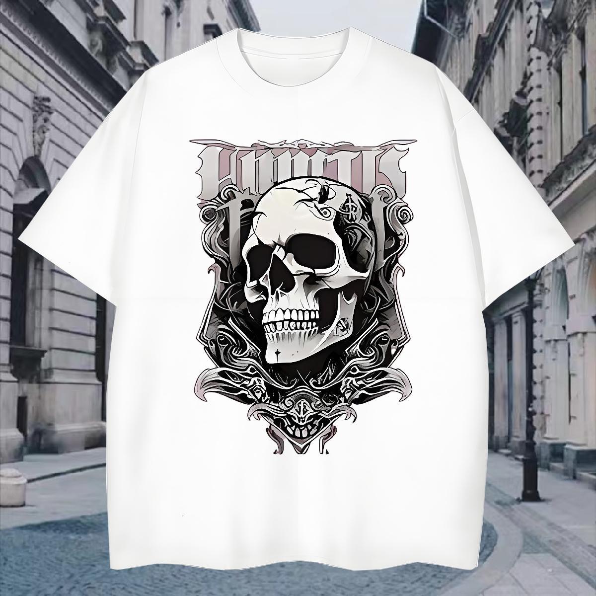 Free Shipping Men T Shirts 100% Cotton 230g skull Sport Custom Print Oversized O Neck Short Sleeves Men Tees Brand Tee Shirt