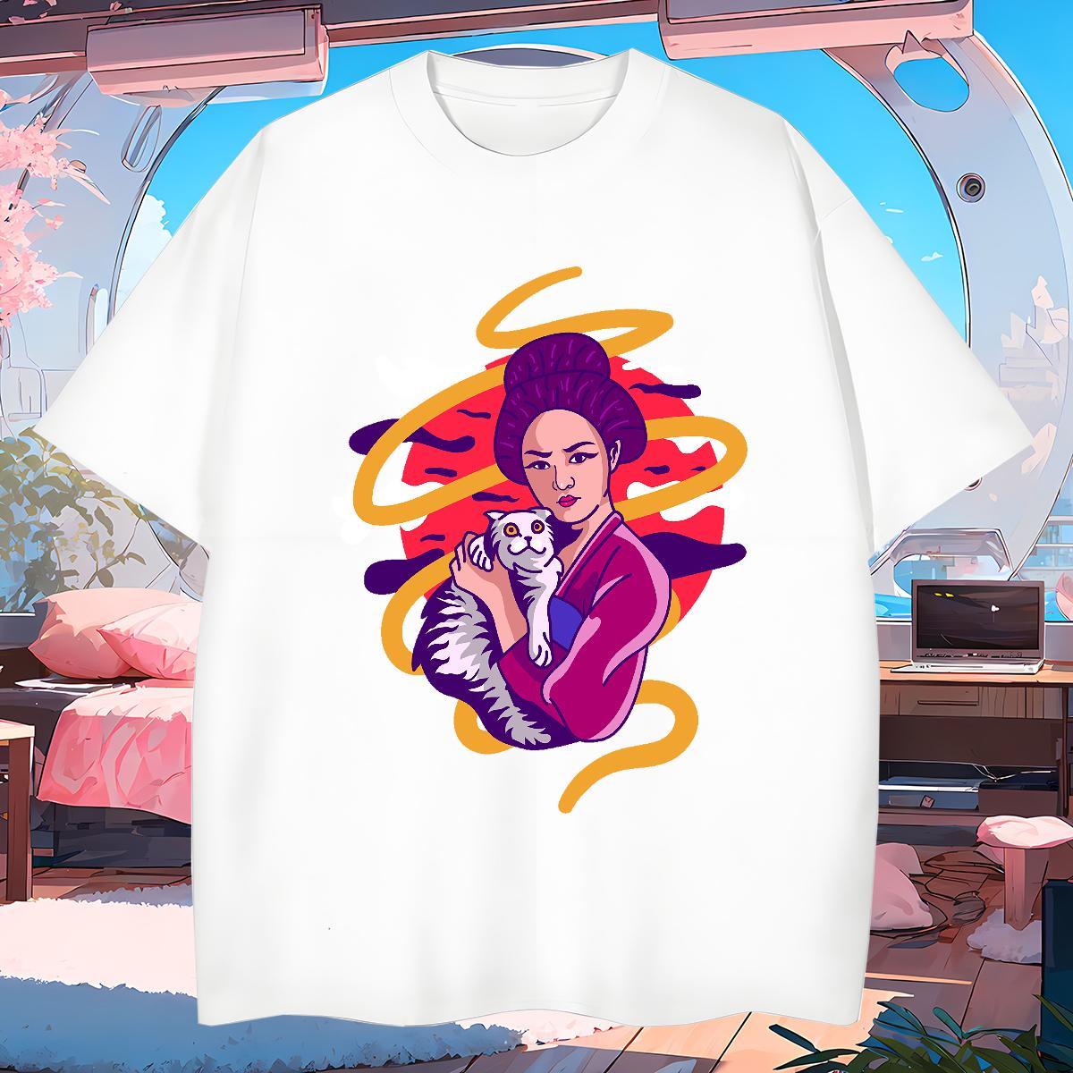 Classic Man T Shirts 230g Cotton portrait Street Casual Cartoon Printing L-4XL Breathable Crew Neck Men Tops Tees New Designer Clothes