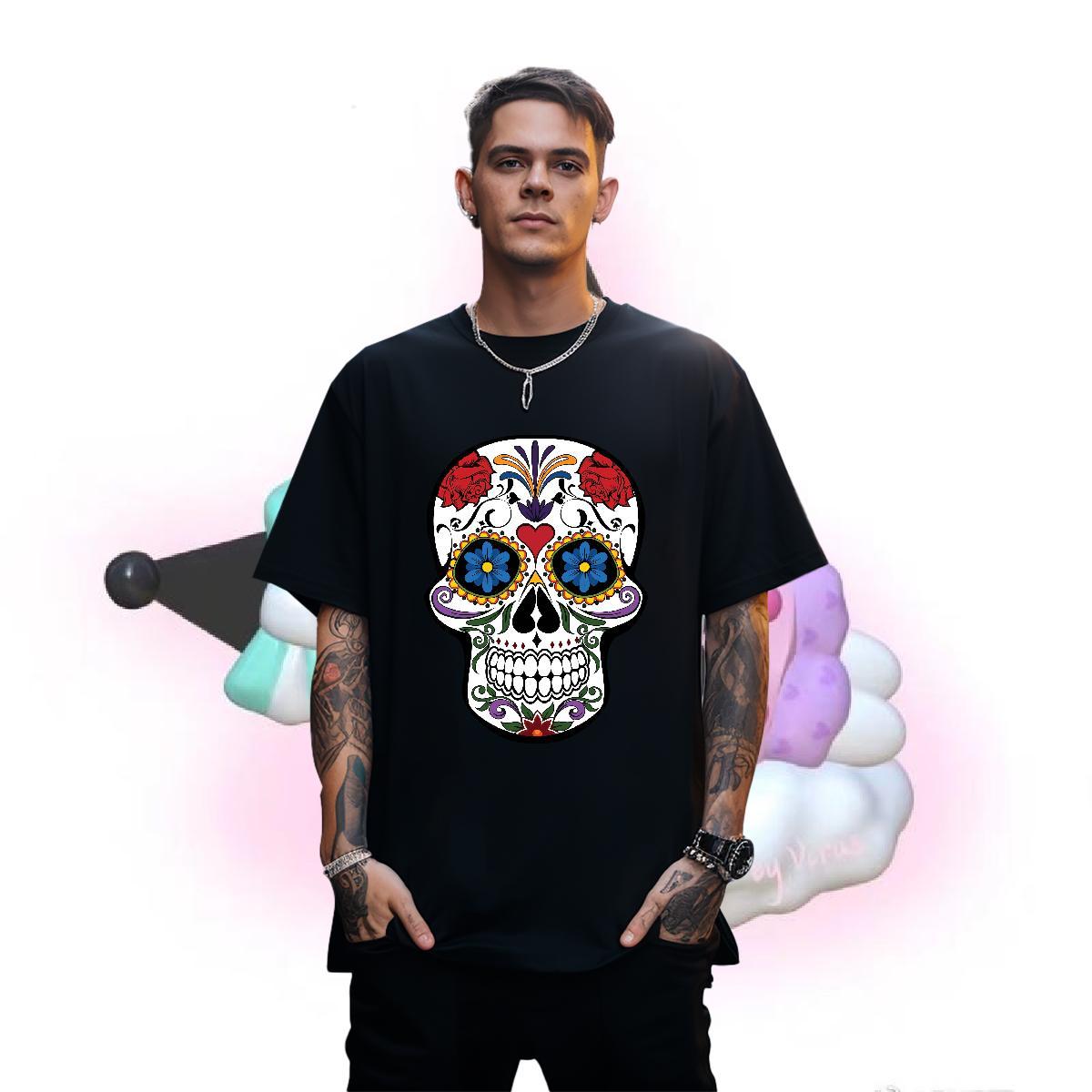 TOP Quality Man T Shirts 230g Cotton skull Casual Daily Wear Custom Printed Breathable Crew Neck Men Tops Tees Fashion New Tshirts