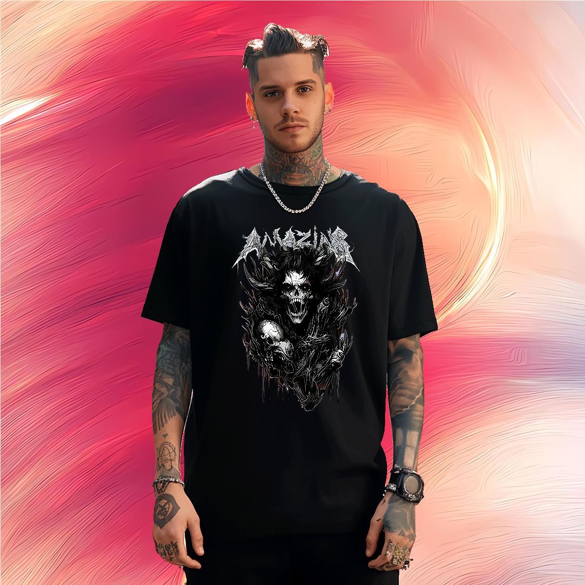 Comfortable T-Shirts for Men 100% Cotton 230g skull Anime Printing Street Custom Anime Breathable Crew Neck Tshirt for Man Woman 2024 Designer Wear