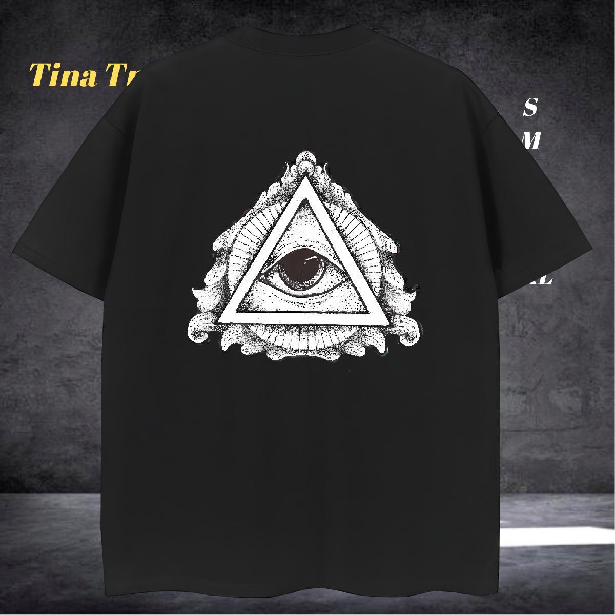 Unisex T-Shirts for Men 230g Cotton eye of the devil High Street Hip Hop Plus Size Cartoon Short Sleeve Soft Mens Tshirts Fashion Casual Tees