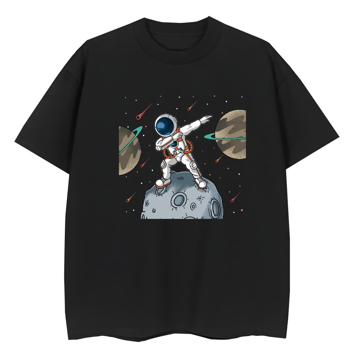 Soft Woman Tshirt 230g Pure Cotton cosmonaut Casual Daily Wear T-Shirts for Women Breathable Soft Cartoon Print Tshirts