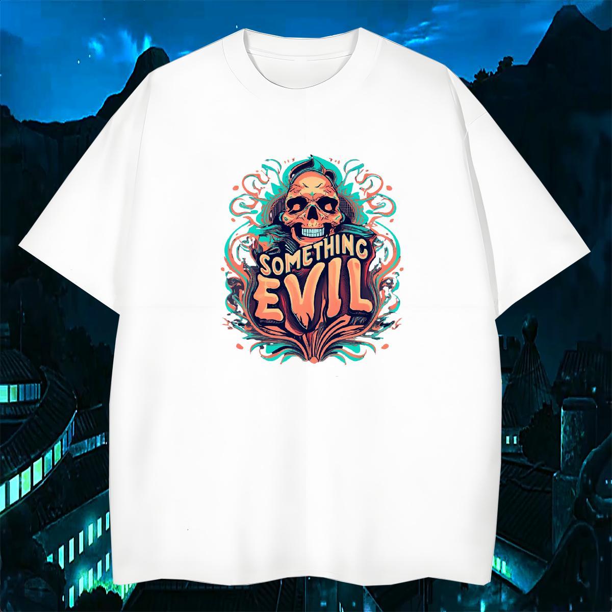 Comfortable T-Shirts 230g 100% Cotton skull Daily Wear DIY Printed Round Neck Short Sleeve Men Tshirts New Top Tees