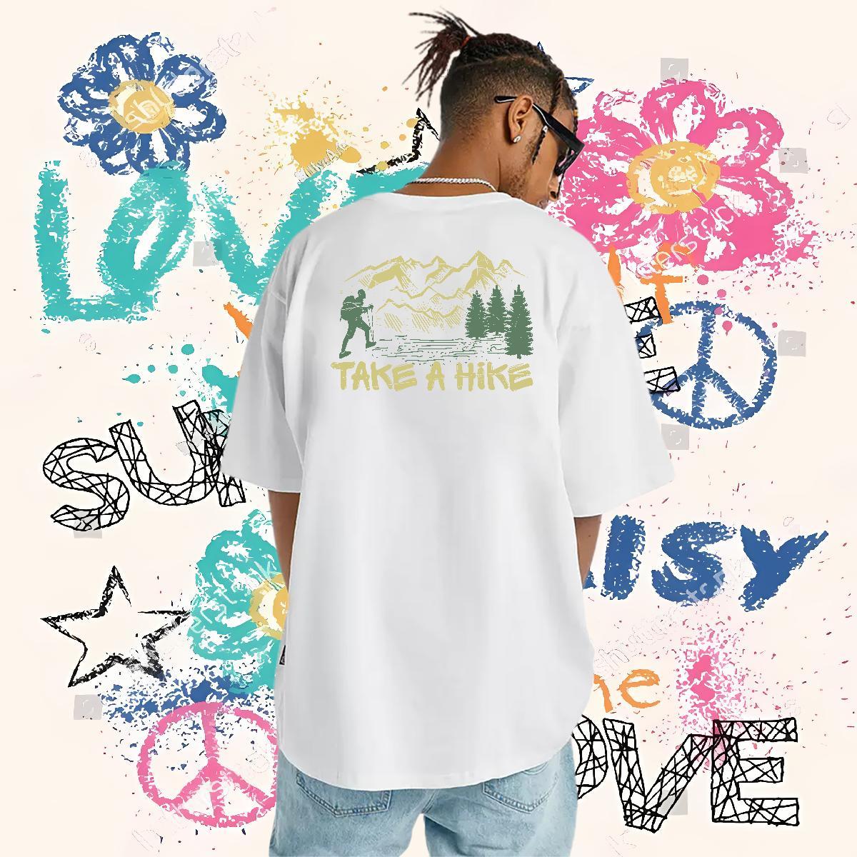 TOP Quality Man T Shirts 230g Pure Cotton mountains Outdoor Black Oversized Round Neck Short Sleeve Mens Tshirts New Arrival Tops Shirt