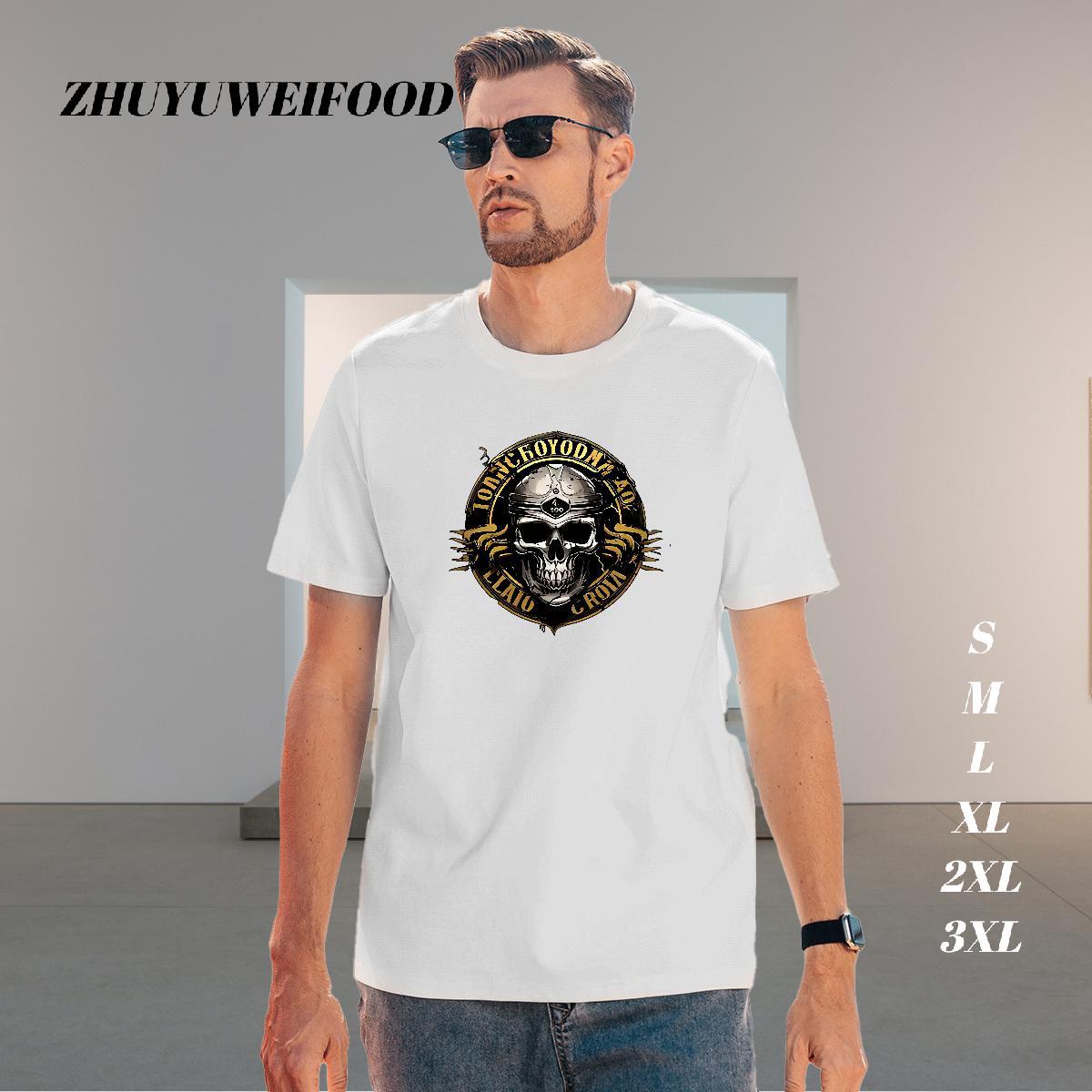 Cool Design T-Shirts 230g 100% Cotton skull Daily Outfit Asian Size Breathable Men Clothes T-Shirt Classic Casual Clothings