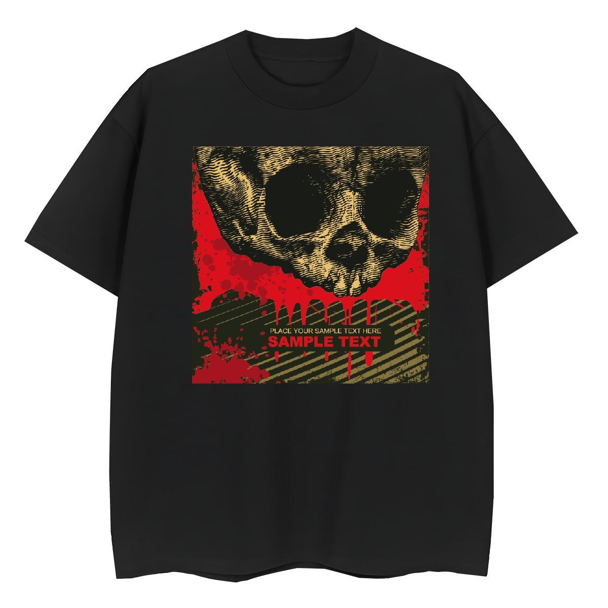 Comfortable Women Tees 230g Pure Cotton scary Street Womens T Shirts Round Neck Short Sleeve Black White Top Shirts