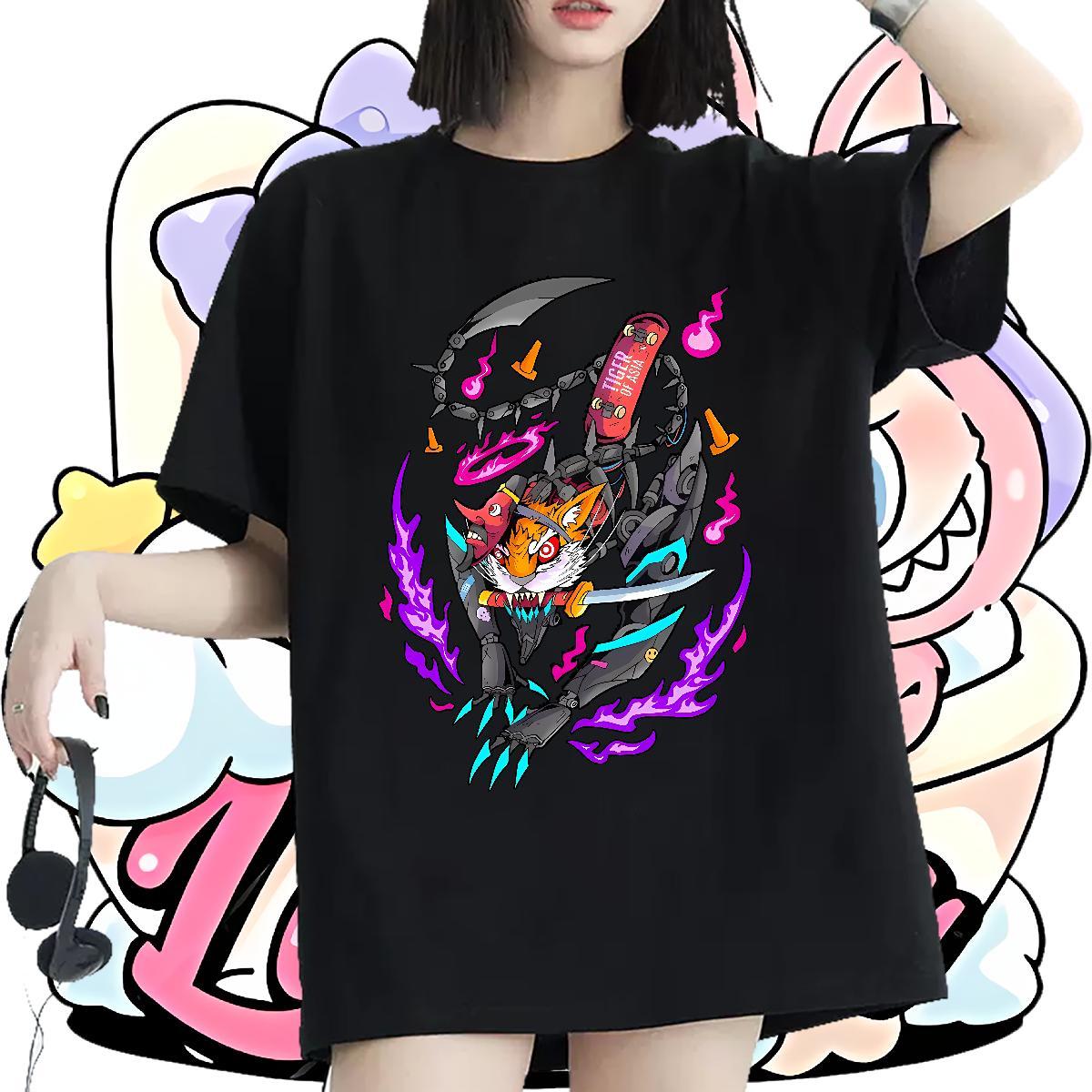 Free Shipping Women Tees 230g Pure Cotton cartoon Hip Hop T Shirts Women Breathable Crew Neck Customized Print Clothes