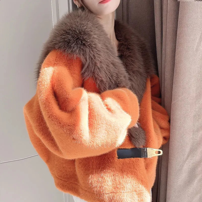 RONGNI Womens Fur Coat Loose Thick Jacket Autumn Winter Artificial 240824