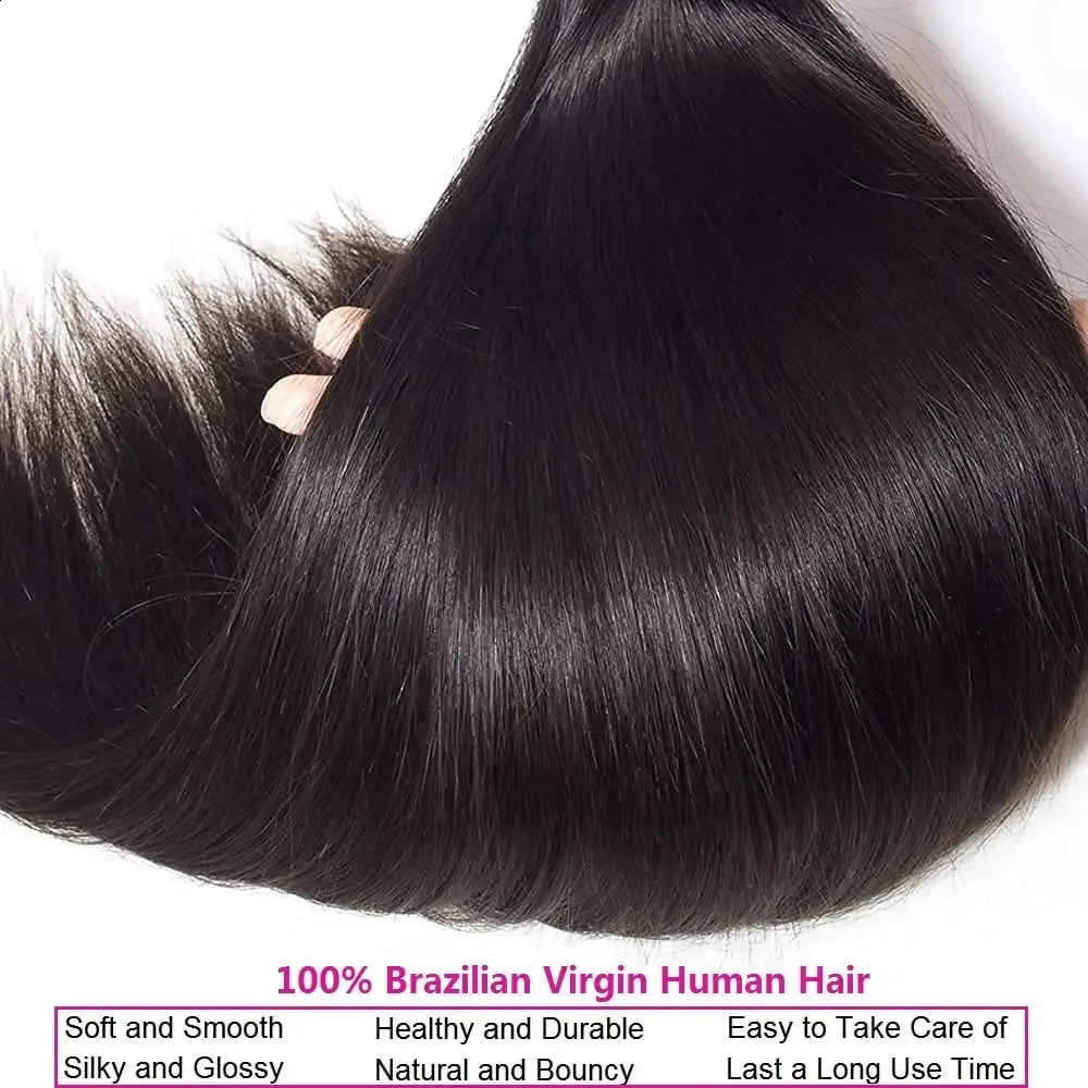 Straight 30 32 inch Brazilian Remy unprocessed hair natural color human woven 240801