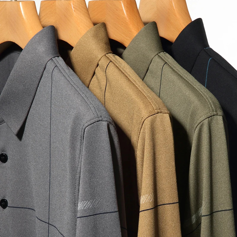 Men Polo Shirt Business Autumn Tshirt Long Sleeve Casual Male Polo Shirt Fit Slim Korean Clothing Button Shirts 240824