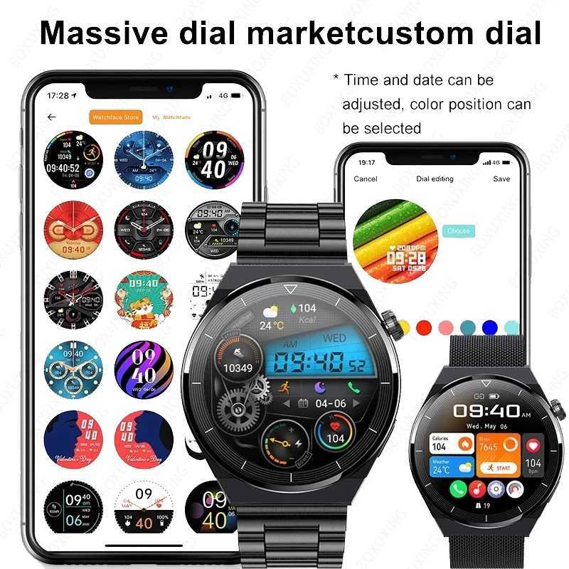 For Huawei XM NFC Smart Watch Men GT3 Pro AMOLED 390*390 HD Screen Heart Rate Bluetooth Call IP68 Waterproof SmartWatch M240824