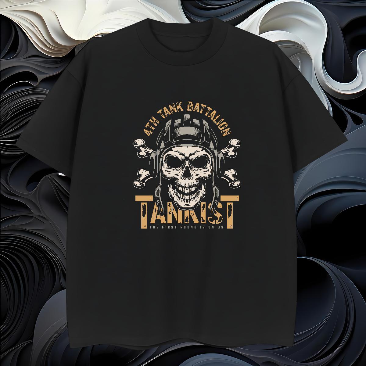 Brand T-Shirts for Men 230g Pure Cotton skull Street Cartoon Printing L-4XL Breathable Crew Neck Men Tshirts DIY Top Tees