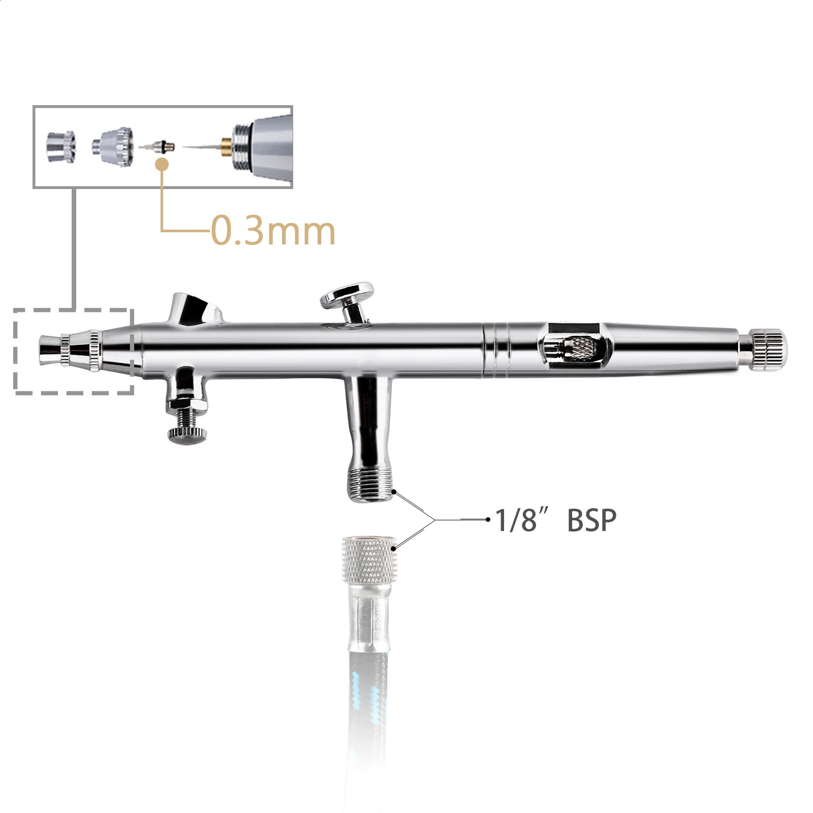 Spray gun set double acting professional air brush set with 2/5/13CC spray cup and wrench dropper tool used for cake tattoo painting 240823