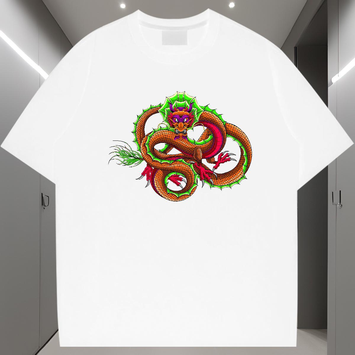 Loose Fit Mens T Shirts 230g 100% Cotton dragon Beach DIY Anime Crew Neck Breathable Couples T Shirts Customized Tshirts