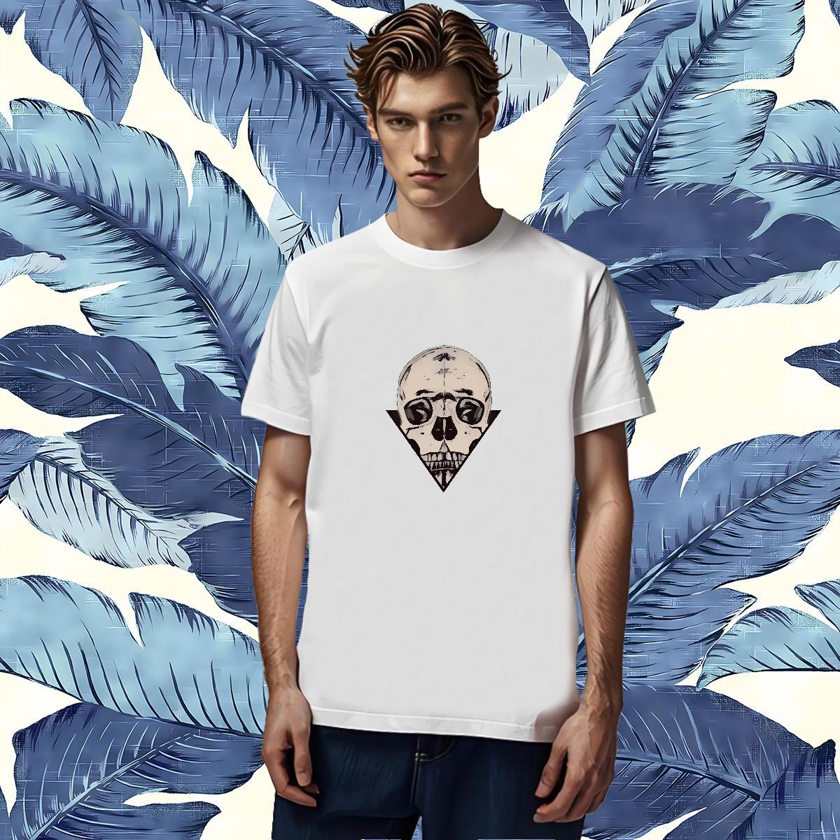 Cool Design T Shirts Men 230g 100% Cotton skull Beach Customized Short Sleeve Soft Men Tops Tees Fashion New Wear