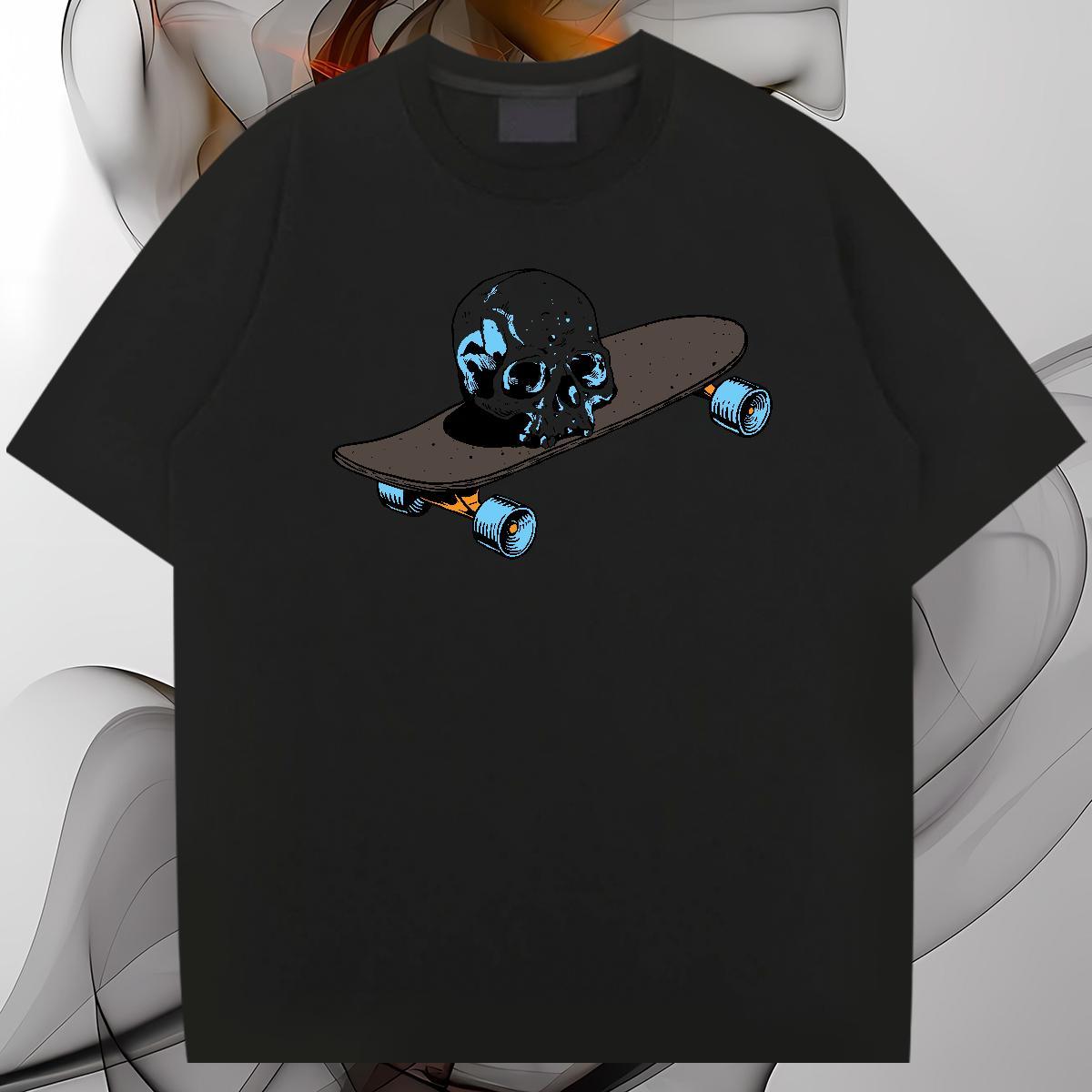 Wholesale Man T Shirts 230g Pure Cotton skull Street Cartoon Print Short Sleeve O-Neck Couples T Shirts New Designer Polos