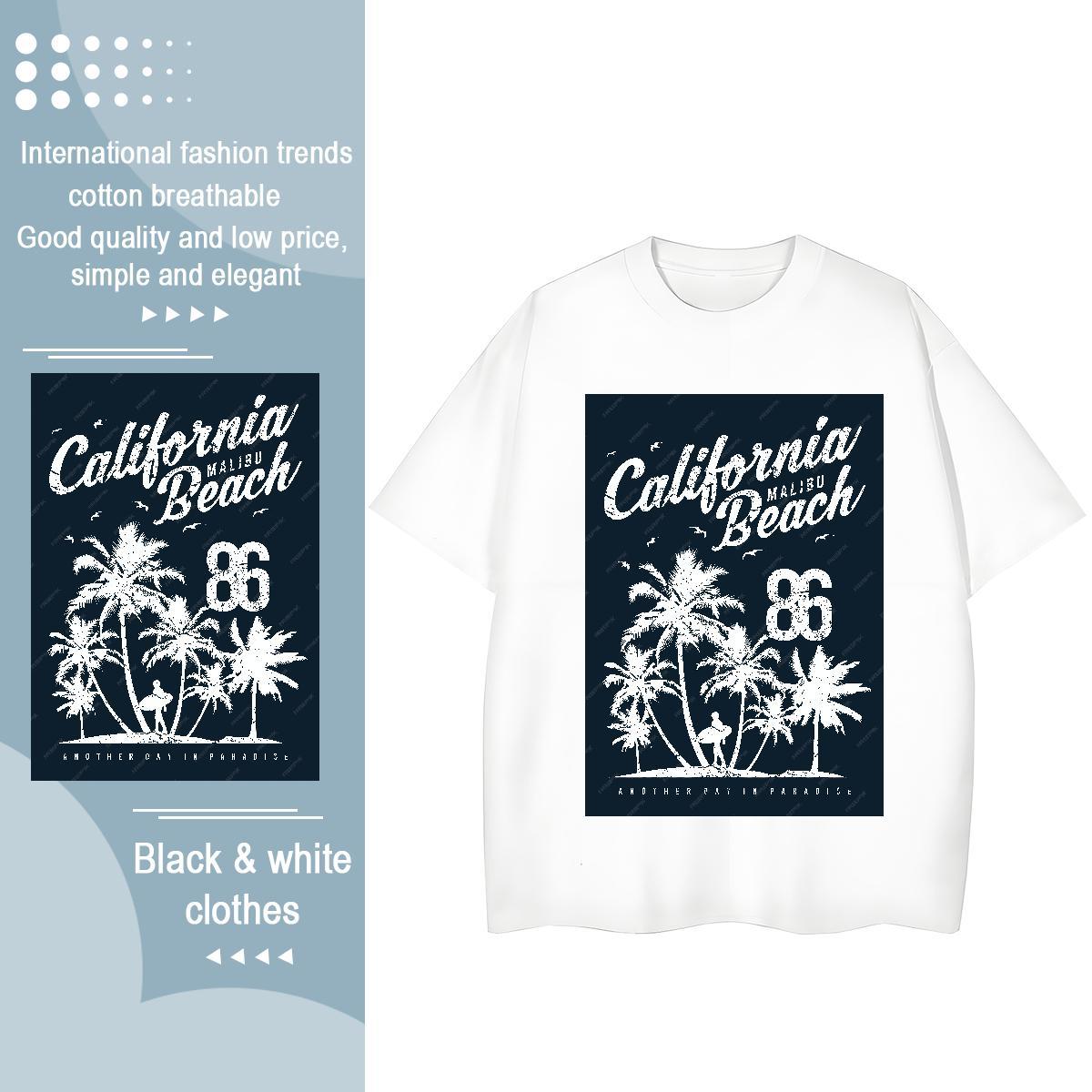 Soft Woman Tshirt 230g Cotton tree Street Wear T shirt Crew Neck DIY Anime Printed Top Shirts