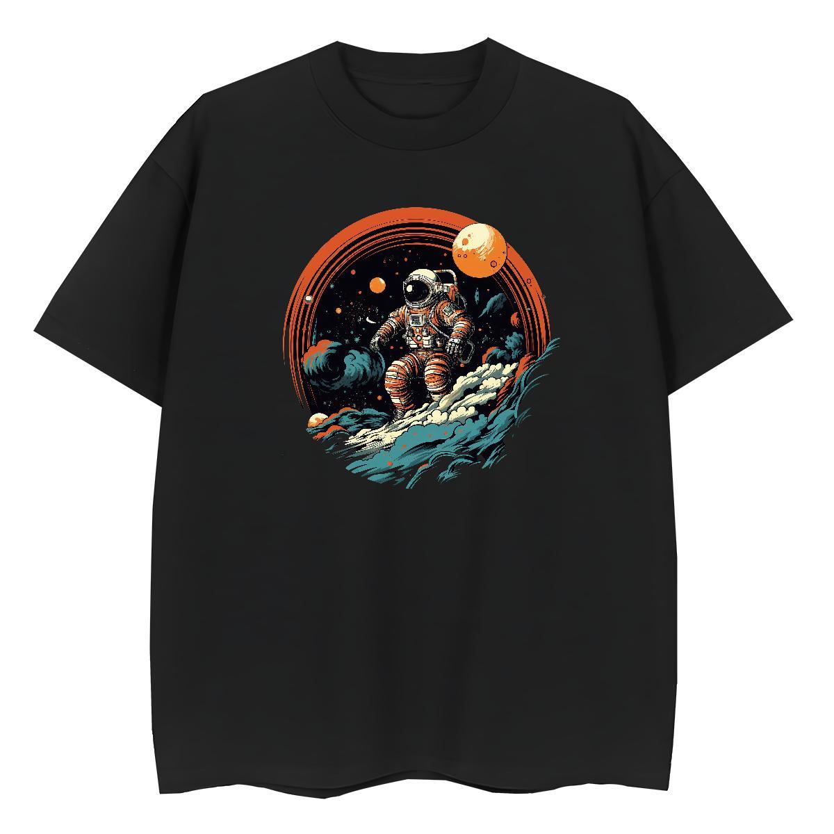High quality Tshirt for Man Woman 230g Pure Cotton cosmonaut Home Outdoor T-Shirts for Women O-Neck Short Sleeve DIY Logo Tops